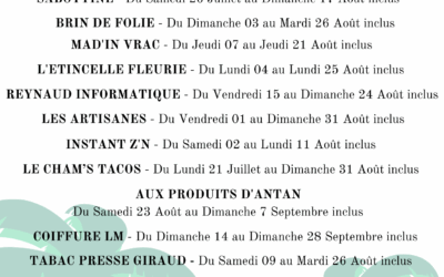 Fermeture estivale des commerces
