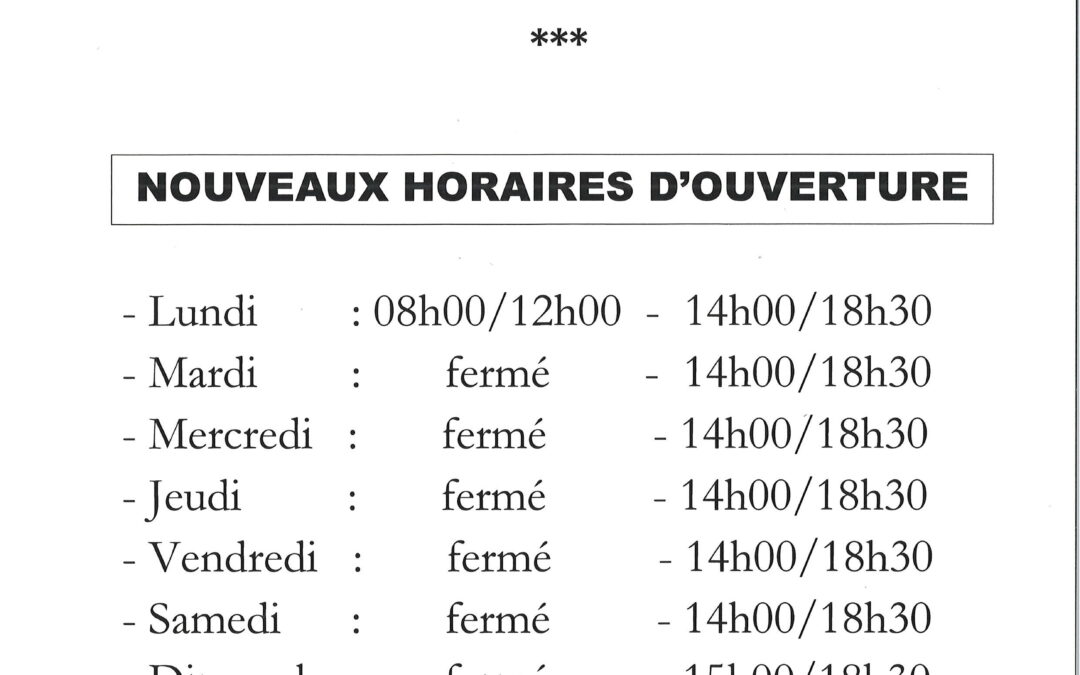 Nouveaux horaires d&rsquo;ouverture de la brigade de gendarmerie